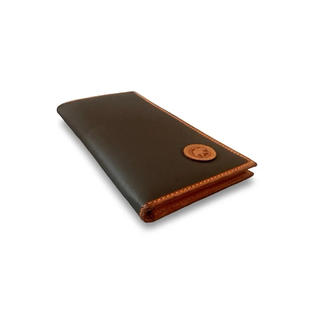 Hunting World ElephanGreen/Tan Wallet Vachetta Leather Nylon Good Vintage Patina
